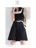 Women's Black Denim High-Waist A-Line Shorts - Spring 2026, Slimming, Plus Size, Trendy, Loose Fit.