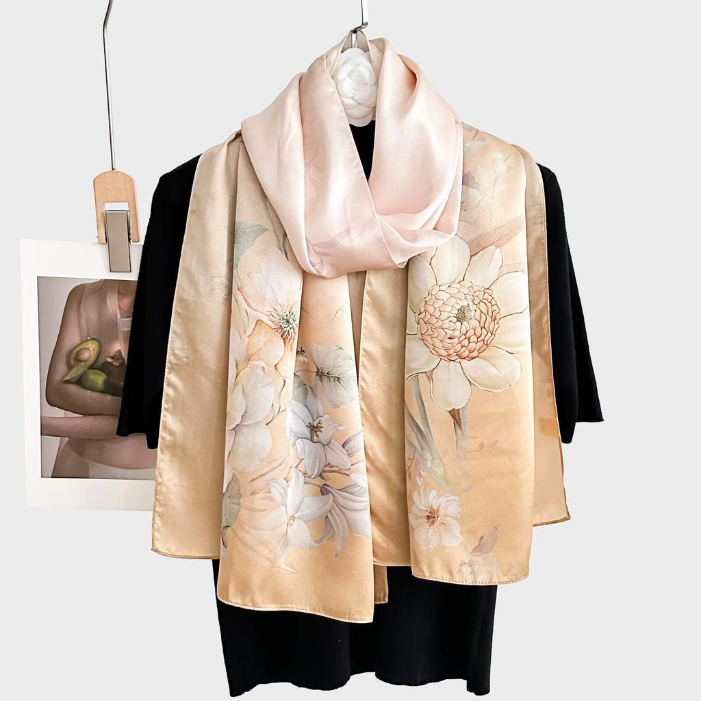 100% Pure Real Silk Scarf Women Neck Shawls Wraps Foulard Scarves Pashmina Female Hijab Bandana Kerchief Luxury Schals Bufandas