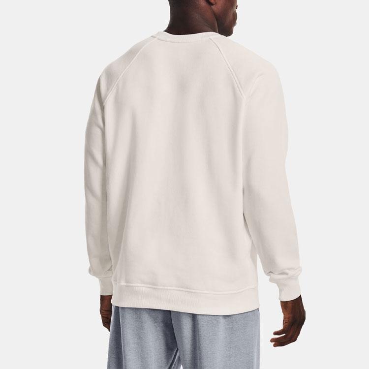 Under Armour Solid Color Letter Print Crew Neck Pullover Sweatshirt Men Tops Agate-White 1373837-112