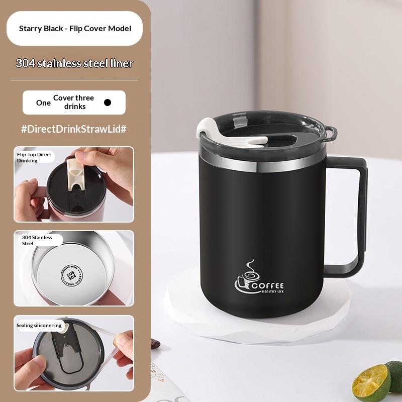 304 Stainless Steel Double Wall Insulated Coffee Mug with Handle 6 Hour Heat Retention for Commute Travel Use 1PC