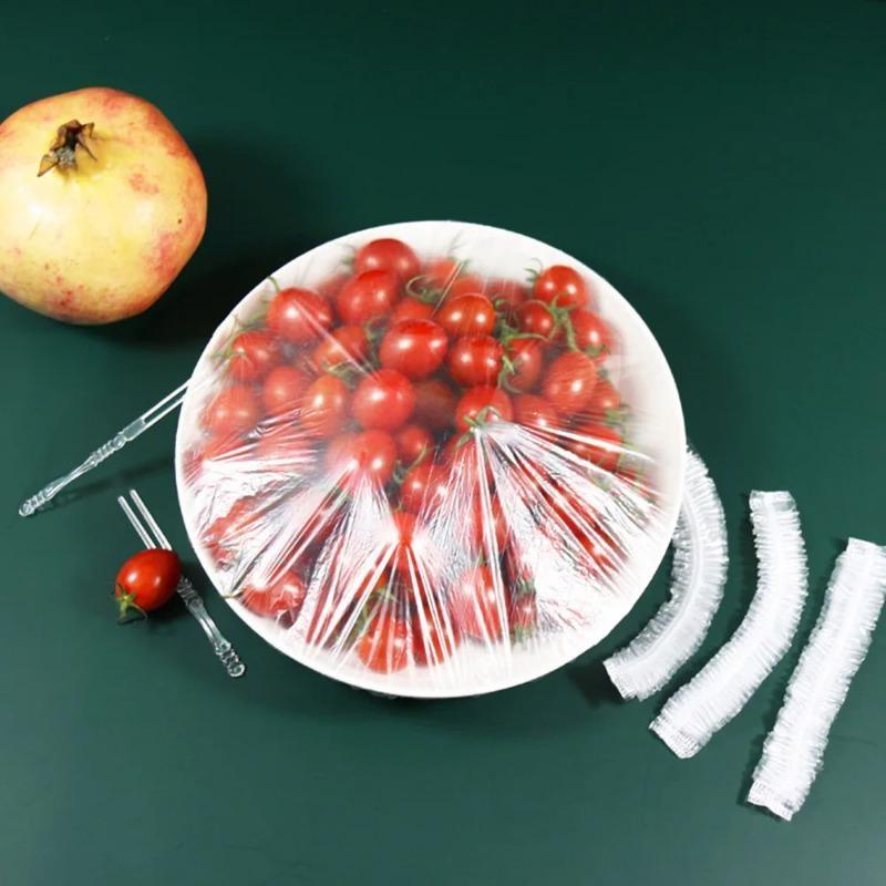 100pcs Disposable Food Grade Plastic Wrap - Fresh-Keeping Sealing Covers for Food Storage, Home Kitchen, Picnic, BBQ