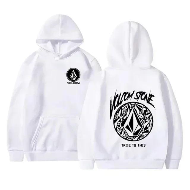

Чоловічий модний худі Volcom Stone Двосторонній принт Осінь Зима Фліс Теплий Повсякденний Спортивний Оверсайз Топ Дихаючий Вуличний стиль Дорослий Светр L