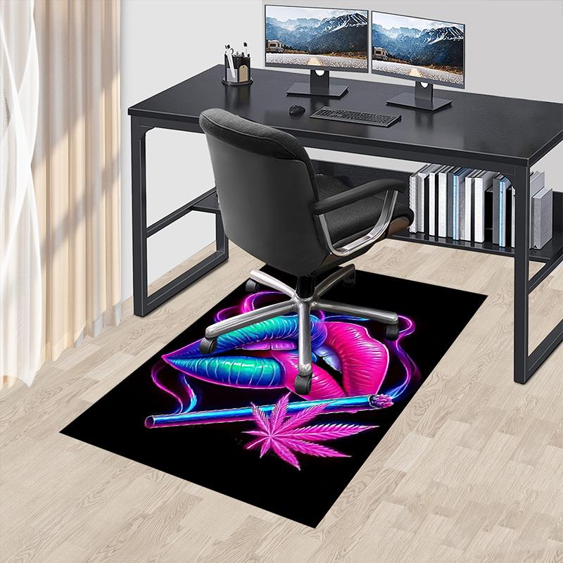 Neon Glow Lippenkunst Stuhlmatte Büroteppich Dekorteppich für Wohnzimmer Schlafzimmer Sofa Geschenk