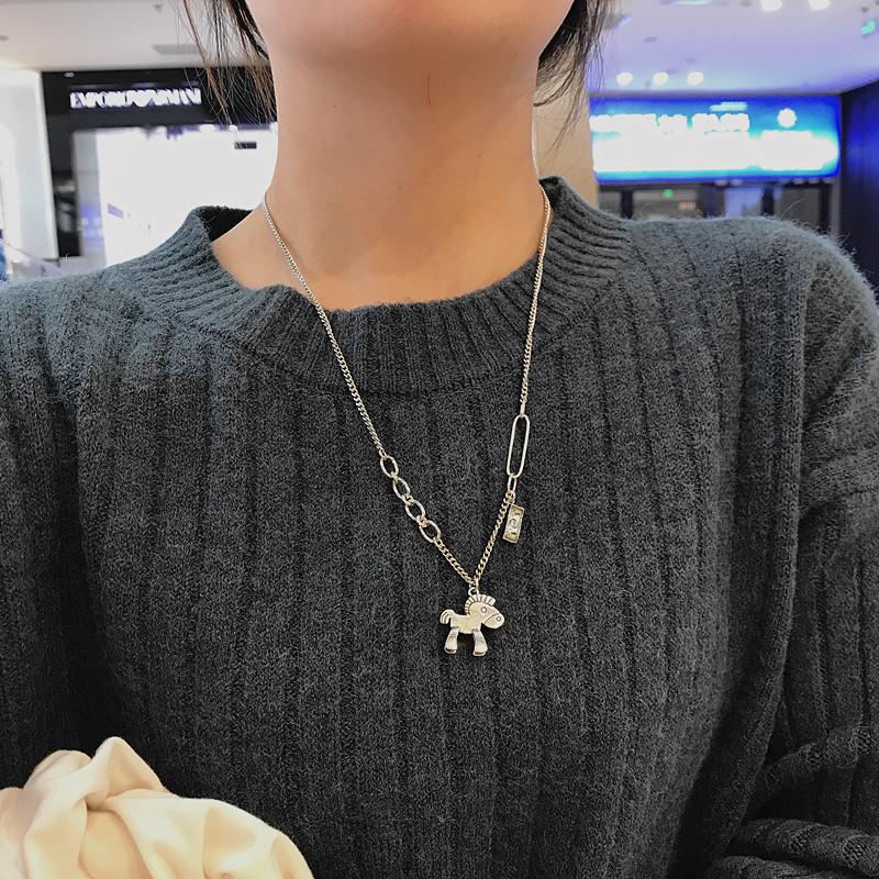 New Creative Retro Money Jewelry Personality Animal Pony Clavicle Chain Horse Pendant Necklaces Birthday Gift for Horse Lover