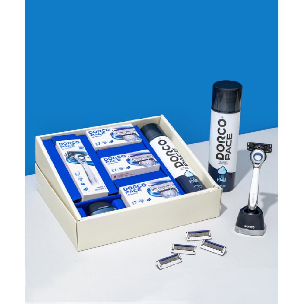

Dorco Face 3d Motion Aqua 7 Blade Full ShavIng Set No. 4 1 Handle+12 Razor Blades In Total Foam+stand NONE