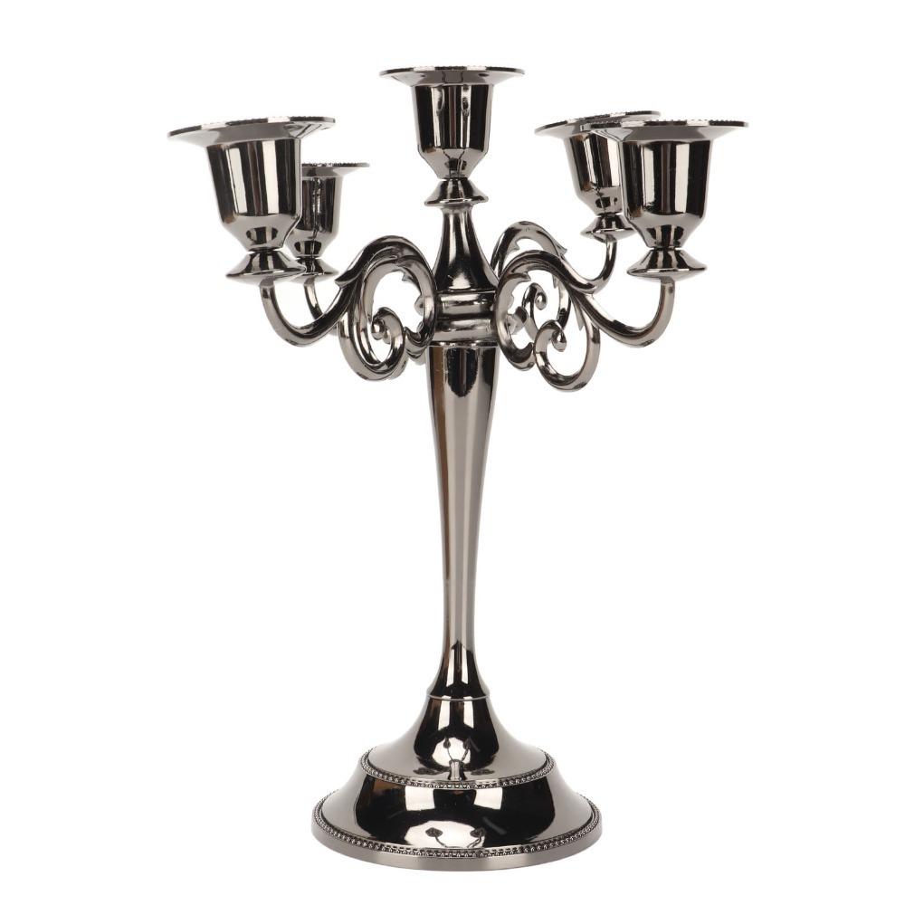 11pcs Polished Finish Metal Candelabra 5 Arms 5 Arms Candelabra Black Candle Holder Church Use