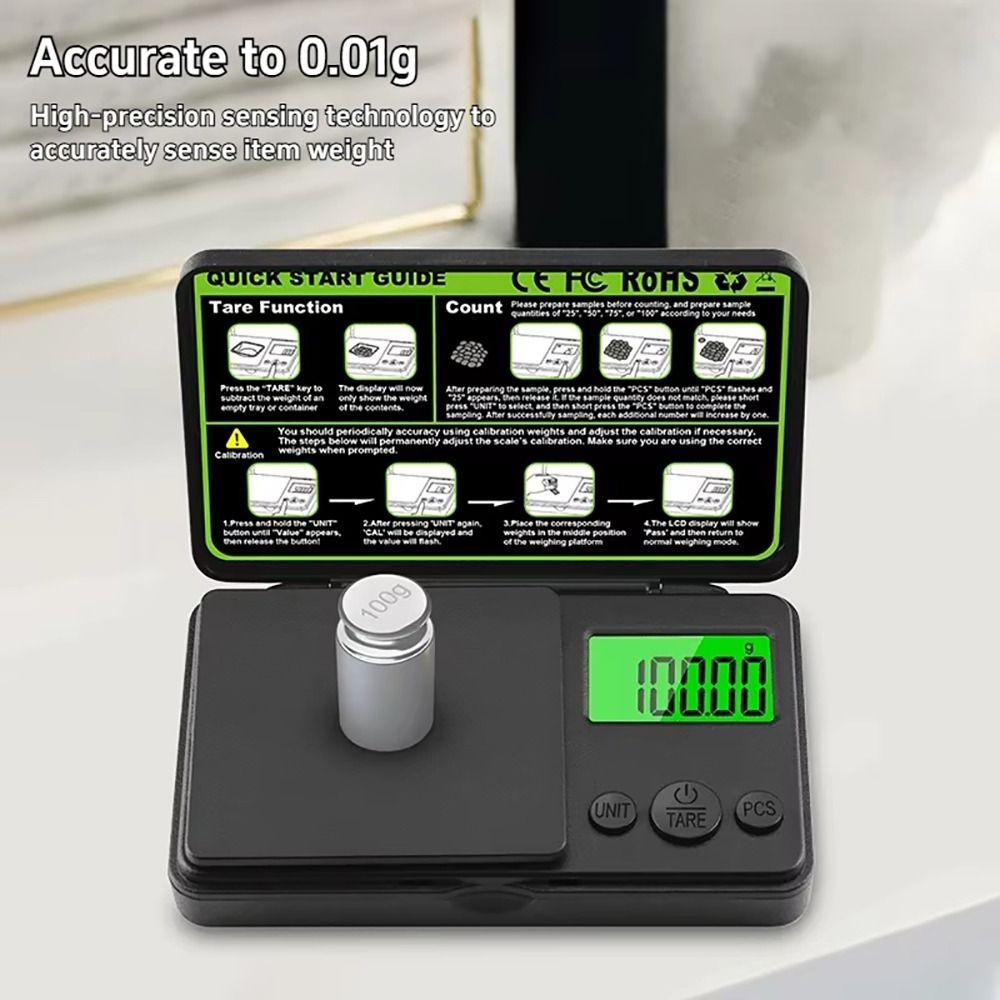 1Pcs 0.01g Electronic Scales Jewelry Gold Gram Weight Balance Precision Mini Pocket Scale with Backlit LCD Portable