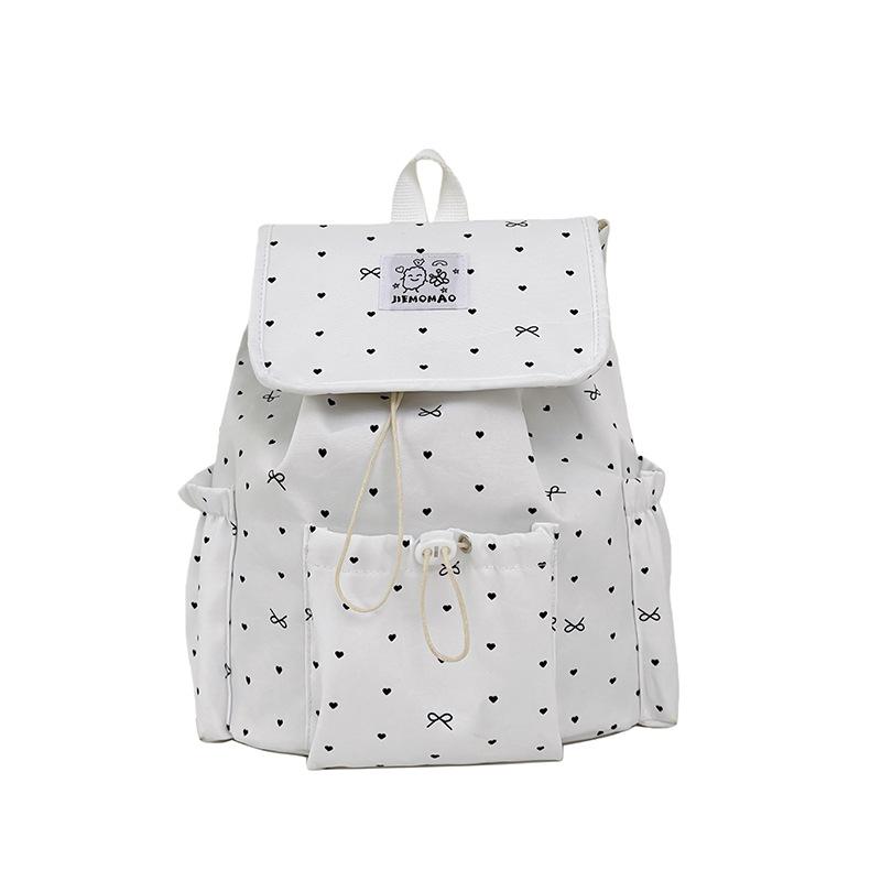Schultasche Koreanischer gepunkteter Rucksack Mädchen Niedliche Schleife Schüler Schultasche Hoher Wert Kordelzug Süß Reise Kleiner Rucksack