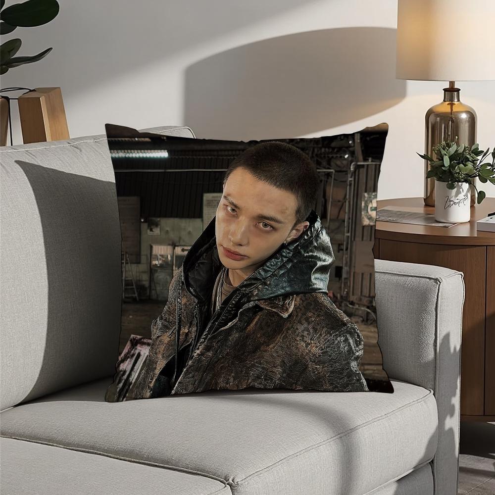 H-Heiß KPOP Idol h-Hyunjin Kissenbezug 3D-Druck Polyesterfaser 40*40cm Zuhause Sofa Wurf Dekoration Festival Geschenk