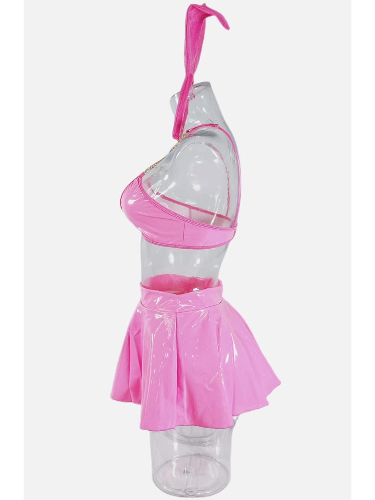 Valentine's Day Patent Leather Bunny Costume for Women
