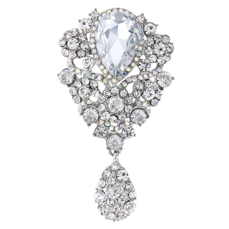 European & American Crystal Teardrop Brooch Zircon Pin Accessory