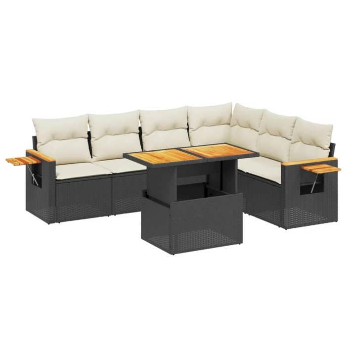 VidaXL Salon de Jardin avec Coussins 7 pcs, Canapés de Terrasse, Ensemble de Meubles de Patio, Mobilier d'Extérieur, Noir 3273534