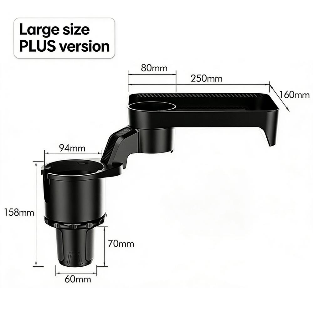 Car Cup Holder Expander Multi-Function Drink Holder with Food Table 360-Degree Adjustable Base Tray for Snack