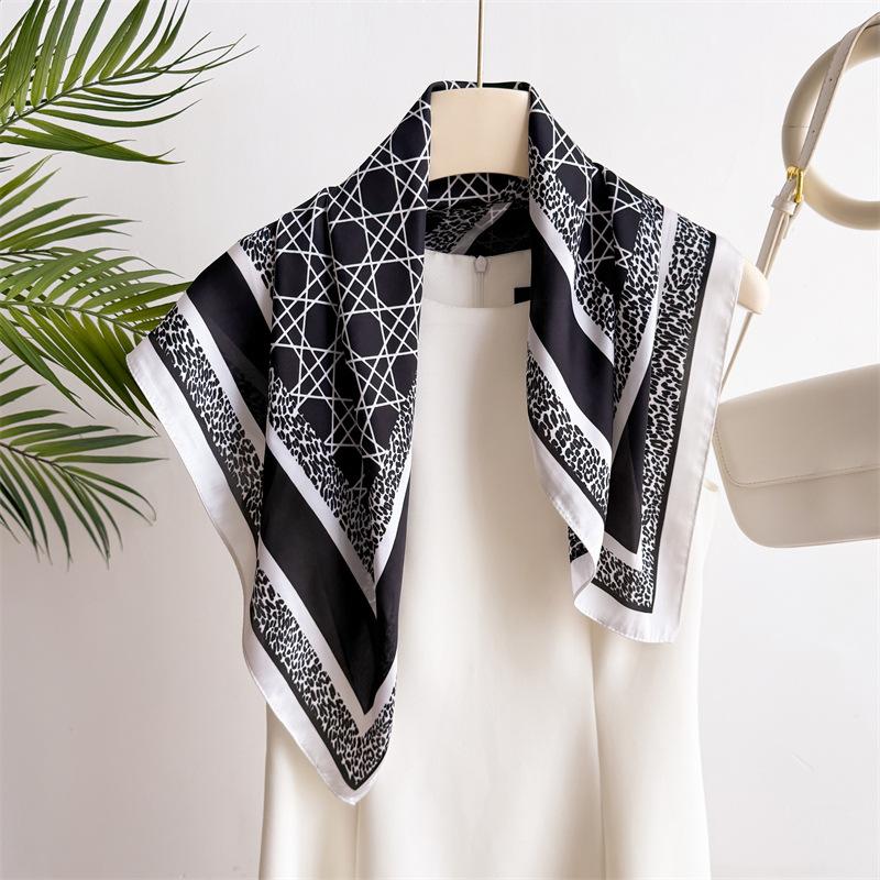 

70 см Маленький квадратный шарф Имитация шелка Шелковый шарф Головной платок Весенне-летний принт Простой геометрический шарф Шарф Профессиональный шарф 70*70cm
