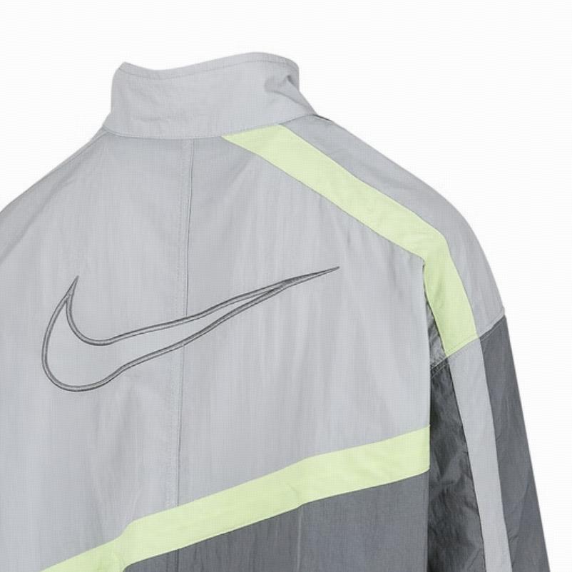 Nike Como W Nsw Street Wvn Logo Letra Cuello Mao Manga Larga Chaqueta Mujer Chaqueta Gris HJ0177-084