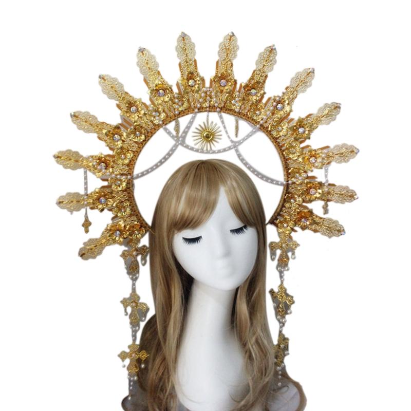 Baroque Luxury Hair Hoop Headwear Gothic Crown Material Package Goddess Pearl Headband Hair Accs for Women Photo