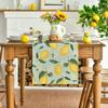 Artoid Mode Blue Lemon Flower Floral Summer Table Runner,Spring Kitchen Dining Table Decoration for Home Party Decor 13x72 Inch