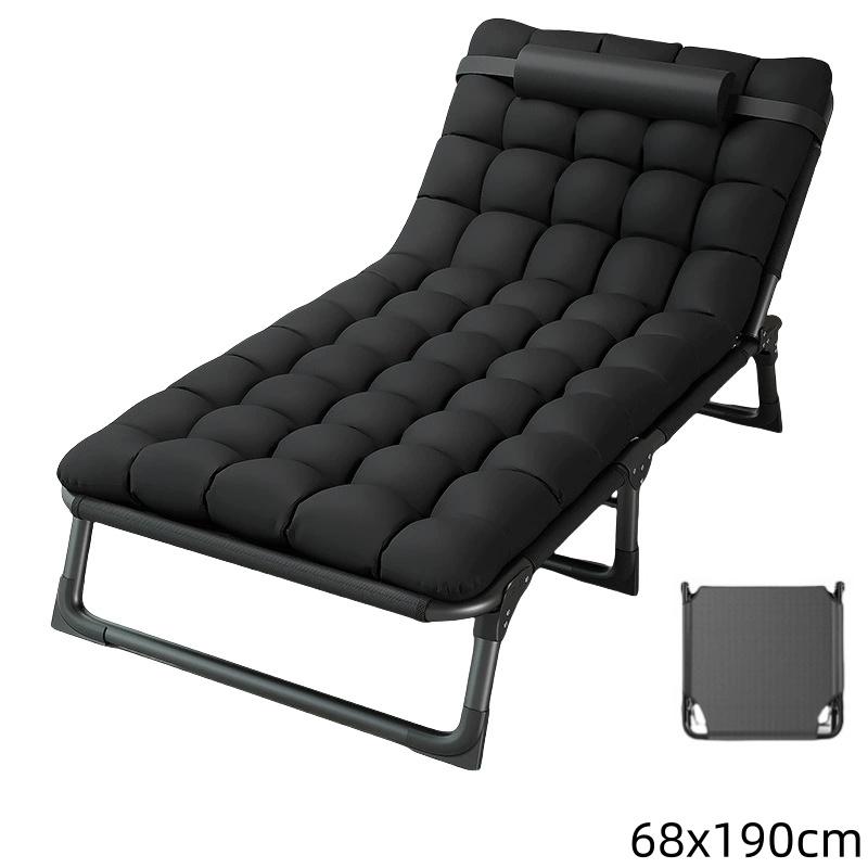 Rollaway Bed Single Bed Home Simple Nap Bed Office Outdoor Nap Camp Bed Multi-Functional Recliner Chair Four Gears Adjustable