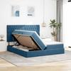 Storage Bed with Mattress Dark Blue 200 x 200 cm Velvet