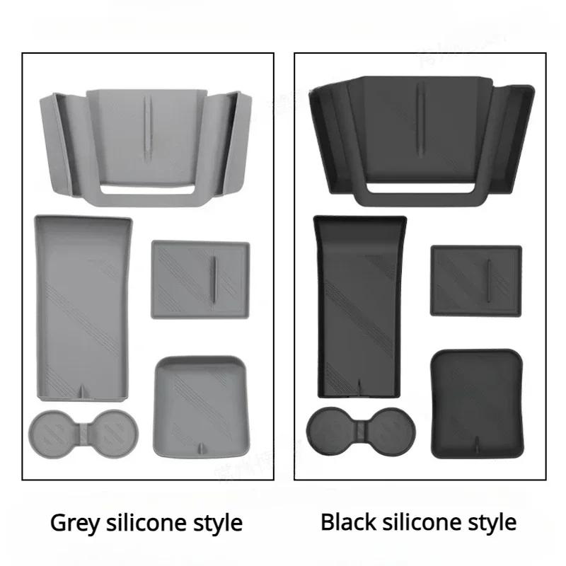 For Tesla Model X S Silicone Pad Protective Cup Holder Wireless Charging Mat Central Control Armrest Storage Box Car Accessories