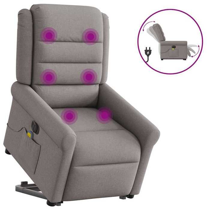 VidaXL Fauteuil inclinable de massage électrique Taupe Tissu 3303351