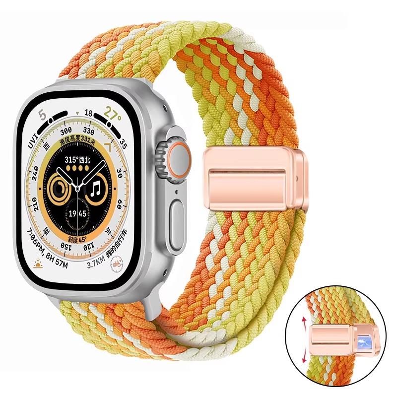 Nylon Braided Band For Apple Watch Series Ultra 3 2 1 49mm 11 10 46mm 42mm 9 8 7 45mm 41mm Magnetic Strap iWatch 6 5 SE 44/40mm Belt