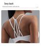 Juyitang European Size Shockproof Sports Bra with Thin Straps and Fixed Cups for Yoga
