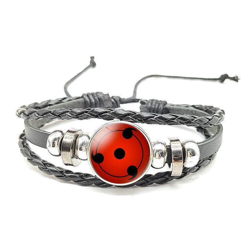 Naruto Mori Style Time Gem Multi-layer Black Leather Bracelet