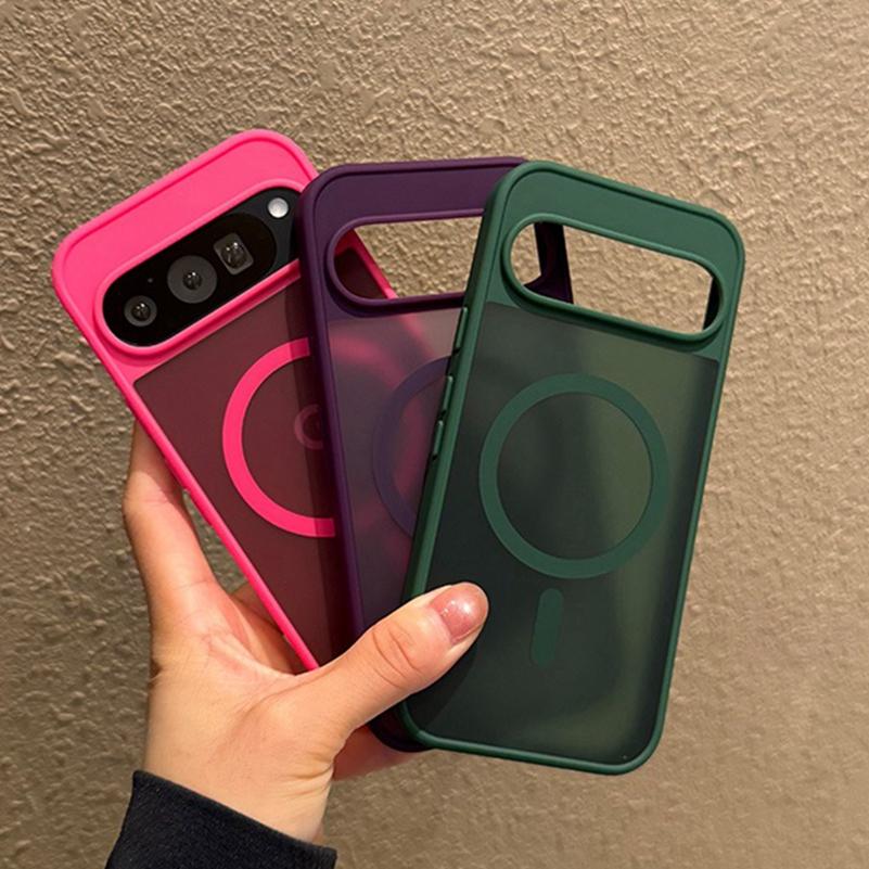 For Magsafe Translucent Matte Magnetic Case for Google Pixel 10 ProXL 9Pro XL 10Pro 10 9A Wireless Charge Candy Color Slim Cover