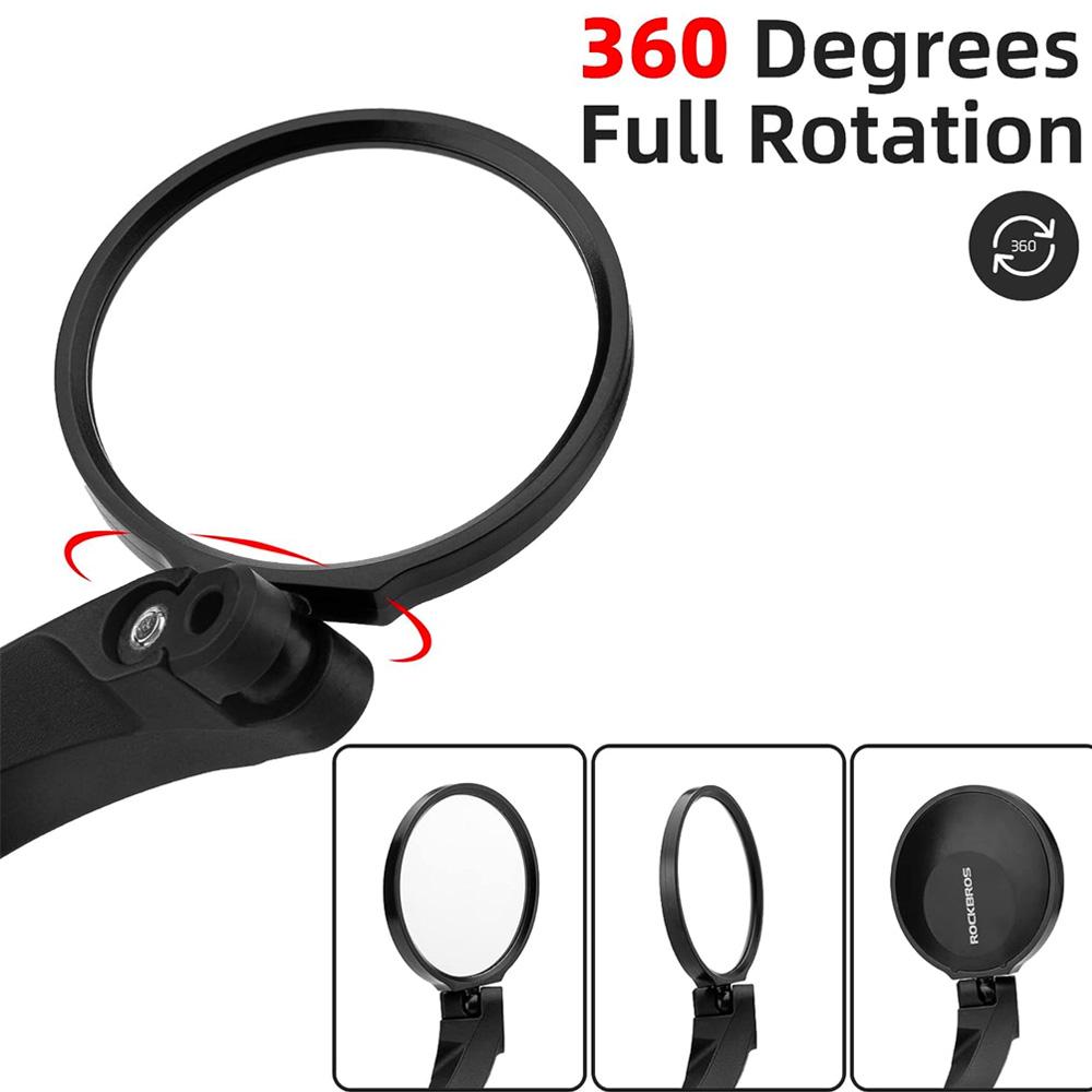 Round rearview bicycle mirror, left, black