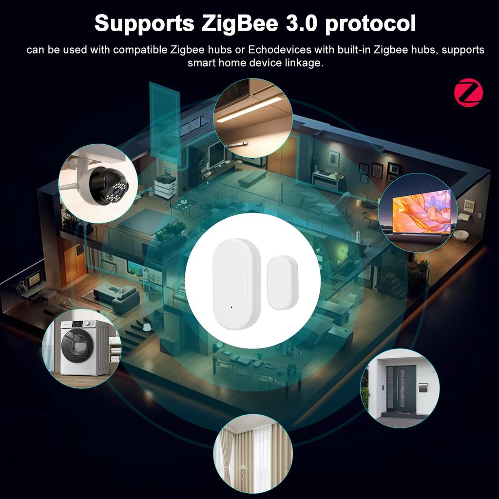 ZigBee Door and Window Sensor Wireless Contacts Sensor Support Home Device Intelligence Linkage APP Notifications (Open