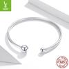 Błyszcząca Okrągła Elastyczna Bransoletka, Prosty Odpinany Guzik 925 Sterlingowe Srebro Spersonalizowana Biżuteria Punkt Scb198