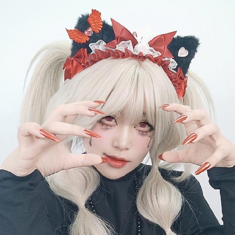 Kitten Anime Headpiece for Party Stage Birthday Face Wash Hairbands Stage Cats Ear Wing Headwear Photo Props
