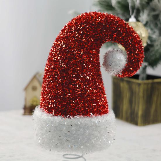 Christmas Hat Tree Top Star Sequin Decoration Festive Atmosphere Xmas Hat Tree Topper Holiday
