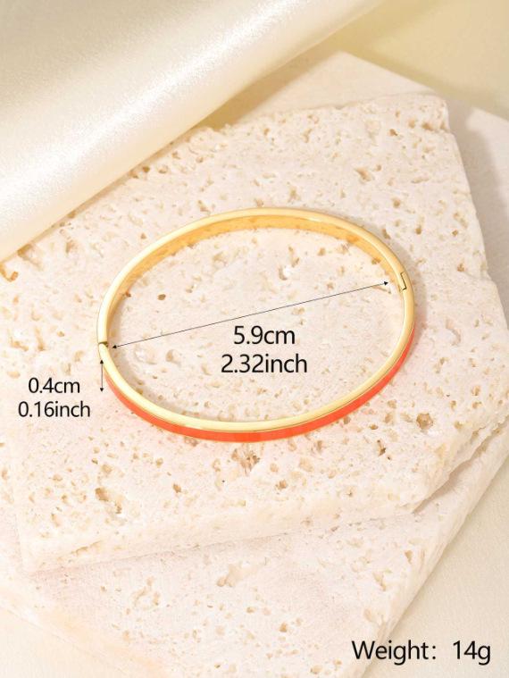 Kvinners 4 mm Gull Emalje Titanstål Armbånd med Spenne