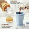 Folding Ice Cube Cup, 2-In-1 Collapsible Ice Ball Cup With Straw & Lid, Foldable Silicone Ice Cube Tray & Travel Cup, for Coffee