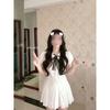 College Style Polo Collar Bow White Shirt Dress Women's Summer New Waist Thin a Pleated Skirt