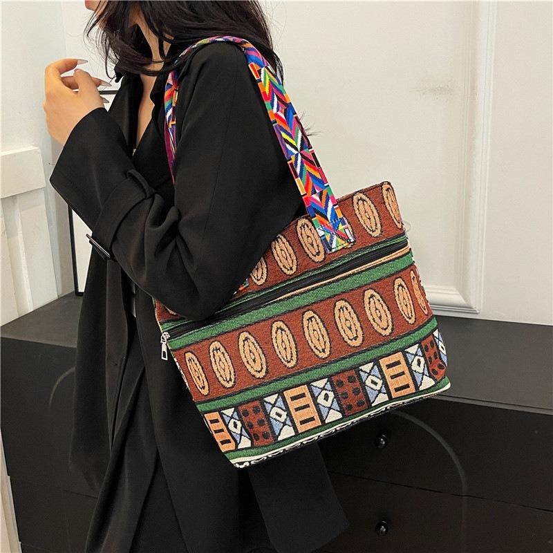 Bag Women's New Fashion Canvas Bag Retro Tote Shoulder Bag Commuter Handbag