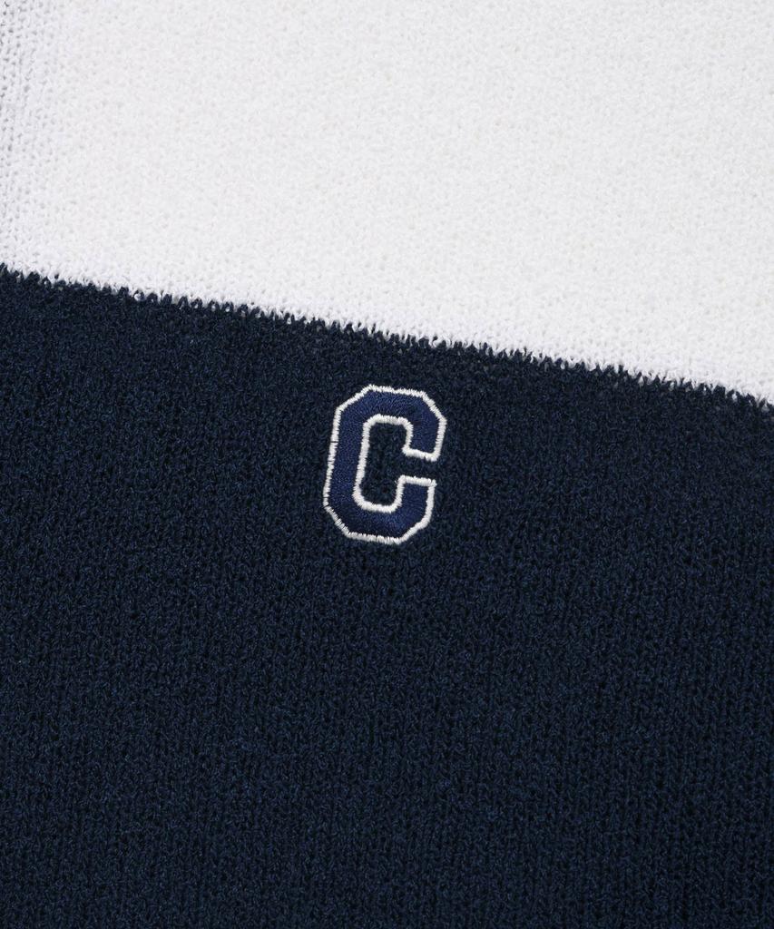 COVERNAT C Logo Rugby Collar Half Knit Navy