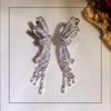 Classical Bow Dangle Earring Sparkling Jewelry 925 Sterling Silver Full White Clear CZ Crystal Women Wedding Long Tassel Earring