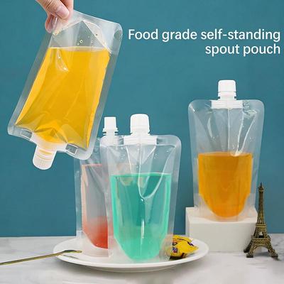 100Pcs Stand Up Liquid Spout Pouch Bag / Clear Plastic Beverage Container Juice Storage Spout Bags