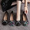 2025Damen Bling Ballerinas Lässige Laufschuhe Frühling Neu Runde Zehenschleife Damenmode Marke Kleid Zapatillas Mujer