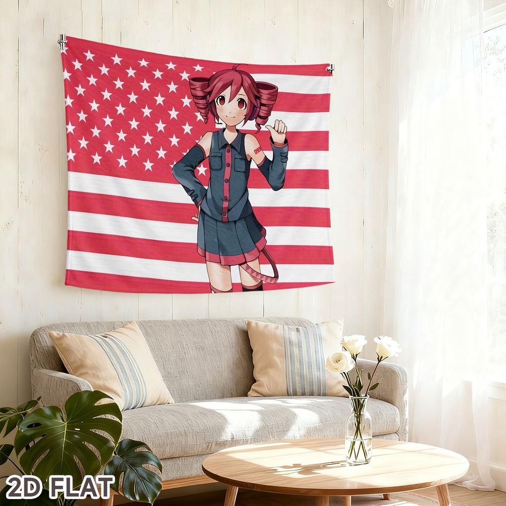 Accent Teto American Flag Tapestry, Anime Mixed Style Wall Art for Bedroom Living Room Decor