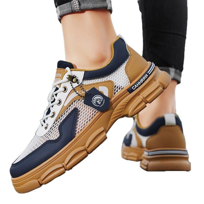 Men's Shoes Summer Fashion Casual Mesh Labor Insurance Shoes Breathable Casual Sports Shoes Non-slip Student Tooling Board Shoes