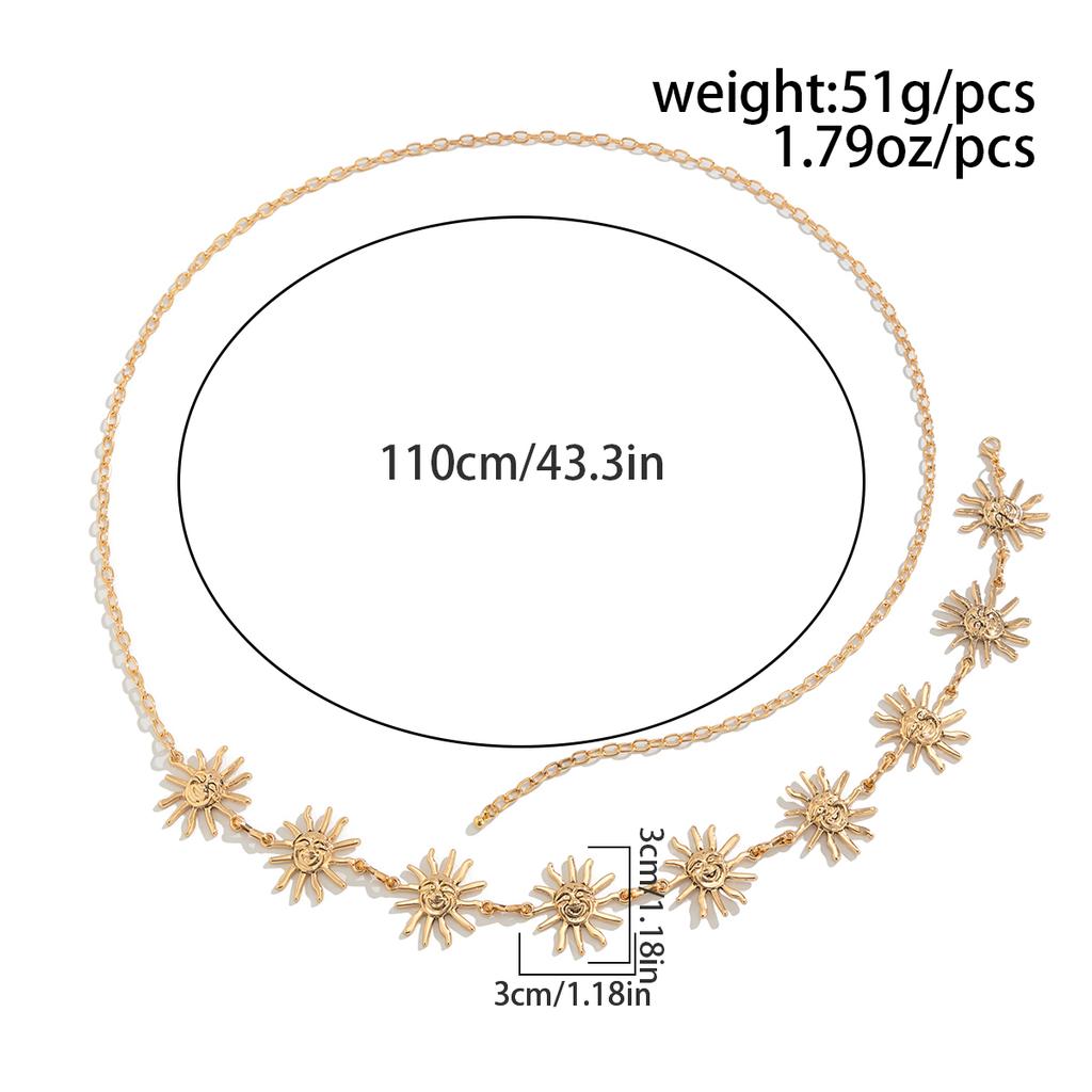 KunJoe Boho Golden Sun Waist Belly Chain for Women Summer Sexy Bikini Belt Adjustable Body Chain Festival Jewelry Accessories