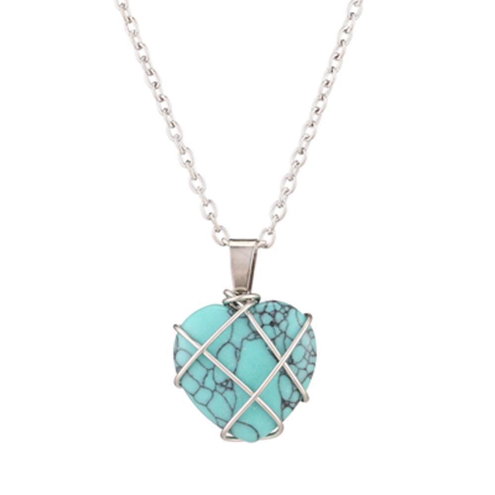 Crystal Heart Necklace with Natural Colored Gemstone Pendant - DIY Wire-Wrapped Heart Shape