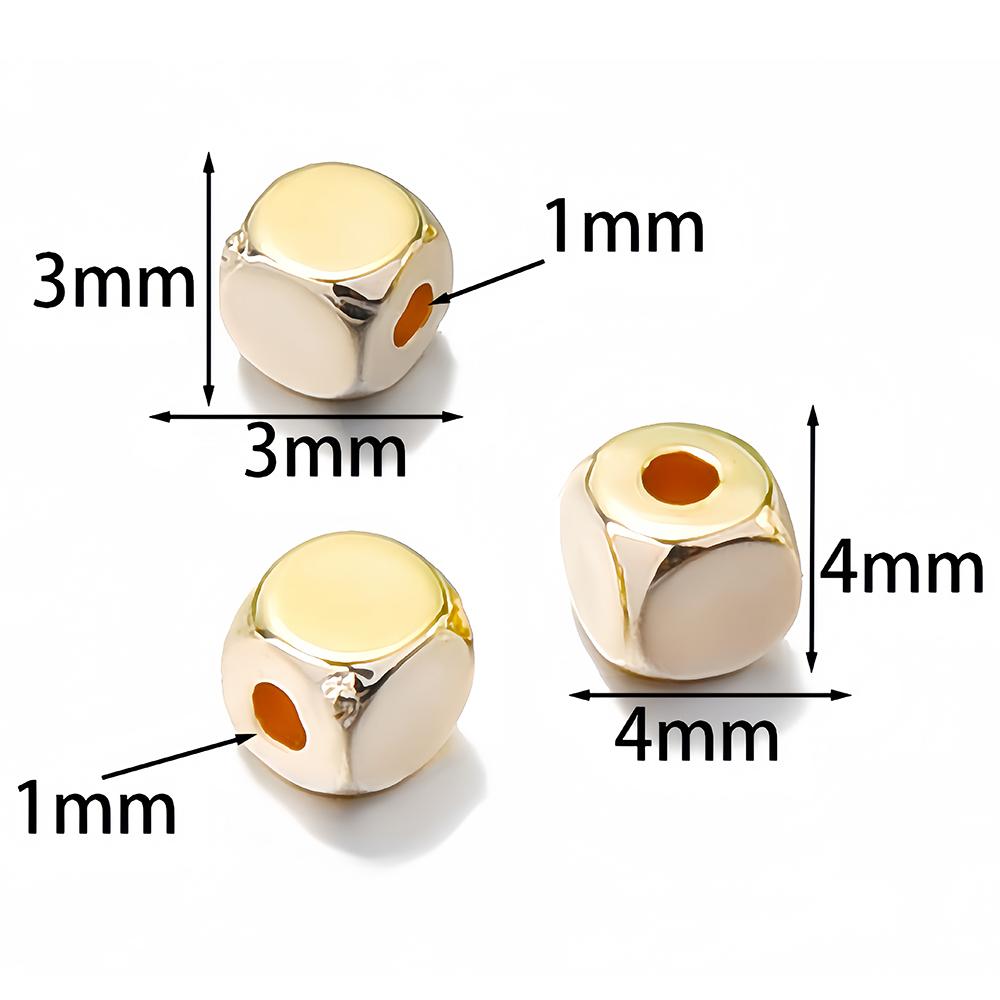 100-200pcs 3-4mm Cube Square Loose Spacer Solid Brass Beads Seed Beads for DIY Jewelry Making Bracelets Necklace Accessories