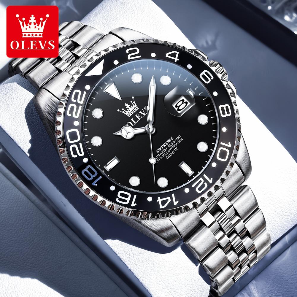 OLEVS Mens Watch Original Calendar Quartz Wristwatch Waterproof Luminous Business Men's Hand Clock Watches For Men