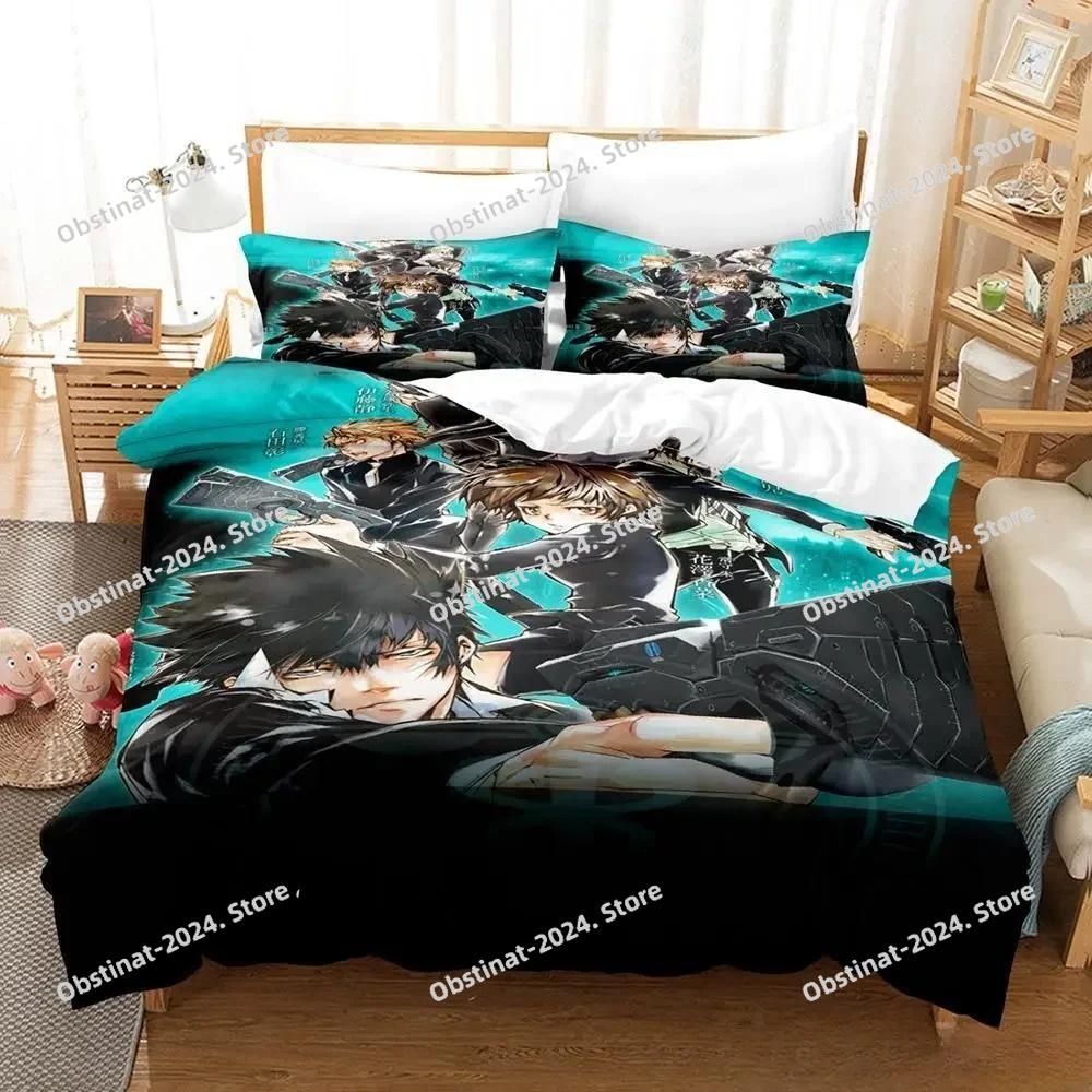 New Psycho Pass Bedding Set Printed Duvet Cover Sheet Pillowcase Soft Quilt Cover Full Queen King Size Anime parure de lit Bed