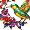 Bloom Hummingbird Metal Wall Art with Flower Garden Sign,Iron Sculpture Indoor Outdoor Wall Decor,  for Patio,Garden and Fence Art Decor